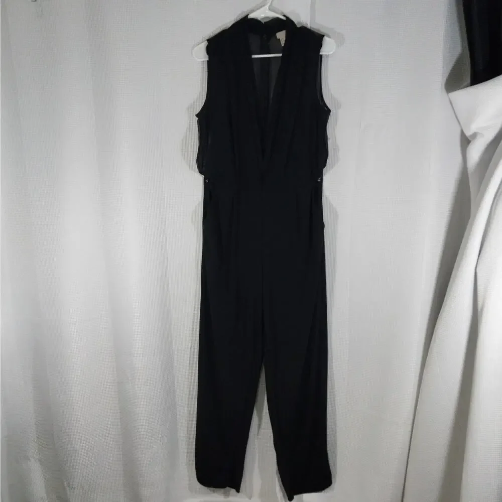 NWOT! H & M! ULTRA GLAM BLACK SHEER V NECK TOP, WIDE LEG JUMPSUIT, ONESIE! SZ 12